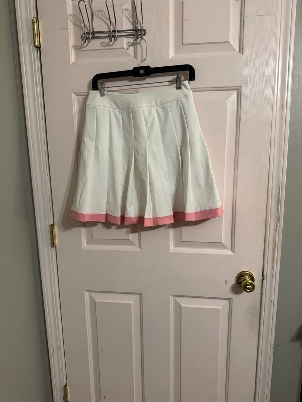 White Circle Skirt with Pink Hem